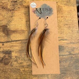 Feather Earrings - Brown and Tan